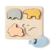 Baby Soft Silicone Mini-Animal Puzzle (4pc) Toys for Toddler