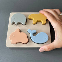 Baby Soft Silicone Mini-Animal Puzzle (4pc) Toys for Toddler