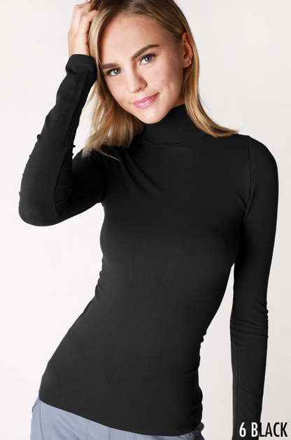 Long Sleeve Mock Neck Top - Assorted Colors