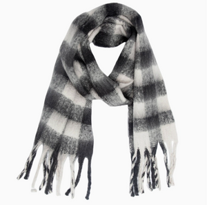 Plaid Pattern Fringe Scarf - Assorted Colors