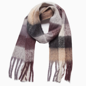 Plaid Pattern Fringe Scarf - Assorted Colors