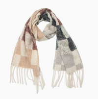 Plaid Pattern Fringe Scarf - Assorted Colors