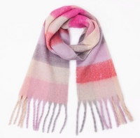 Plaid Pattern Fringe Scarf - Assorted Colors