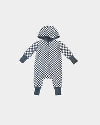 Checkered Zip Romper - Gray Wash